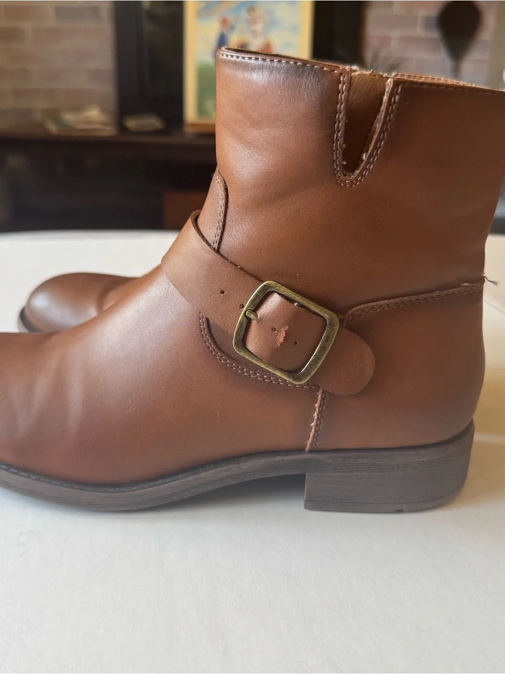 FRYE AND CO. Brown Cormac Ankle Booties with Buckle Strap
